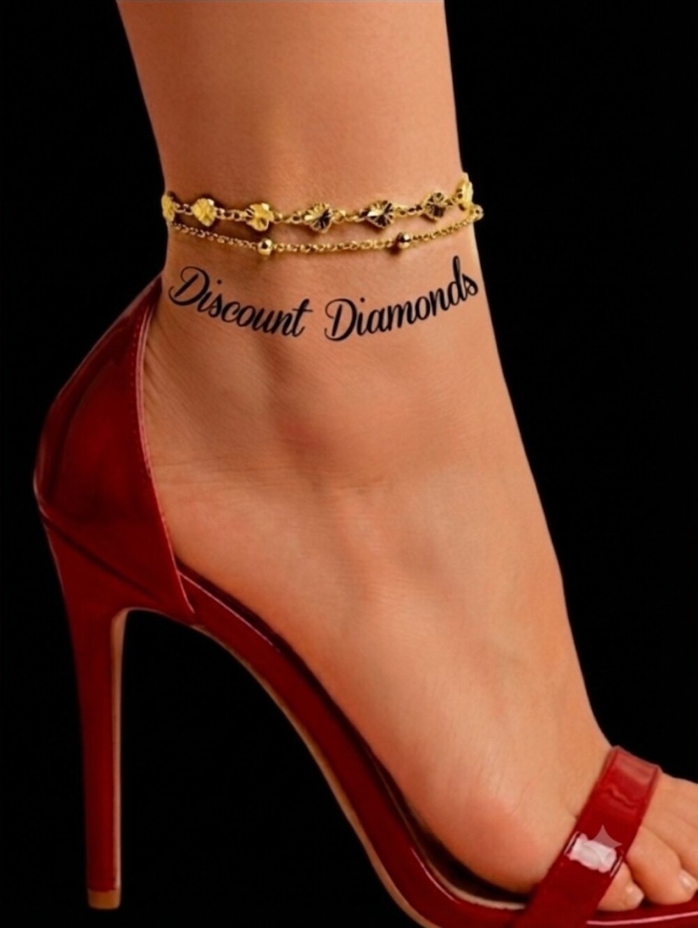 Anklet 18K Gold Titanium "Stylish Hearts & Beads" Ankle Bracelet